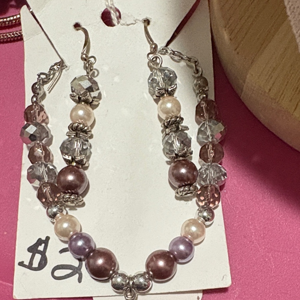 Elegant Silver and Purple Beaded Earrings
